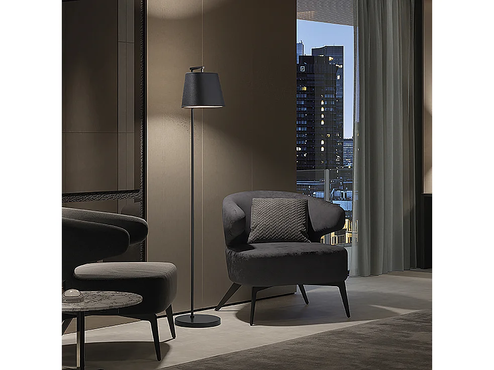 Lampadaire Nemo moderne -h140cm x d.ø25cm -acier-synthetique-ip20-e27 40w-blanc