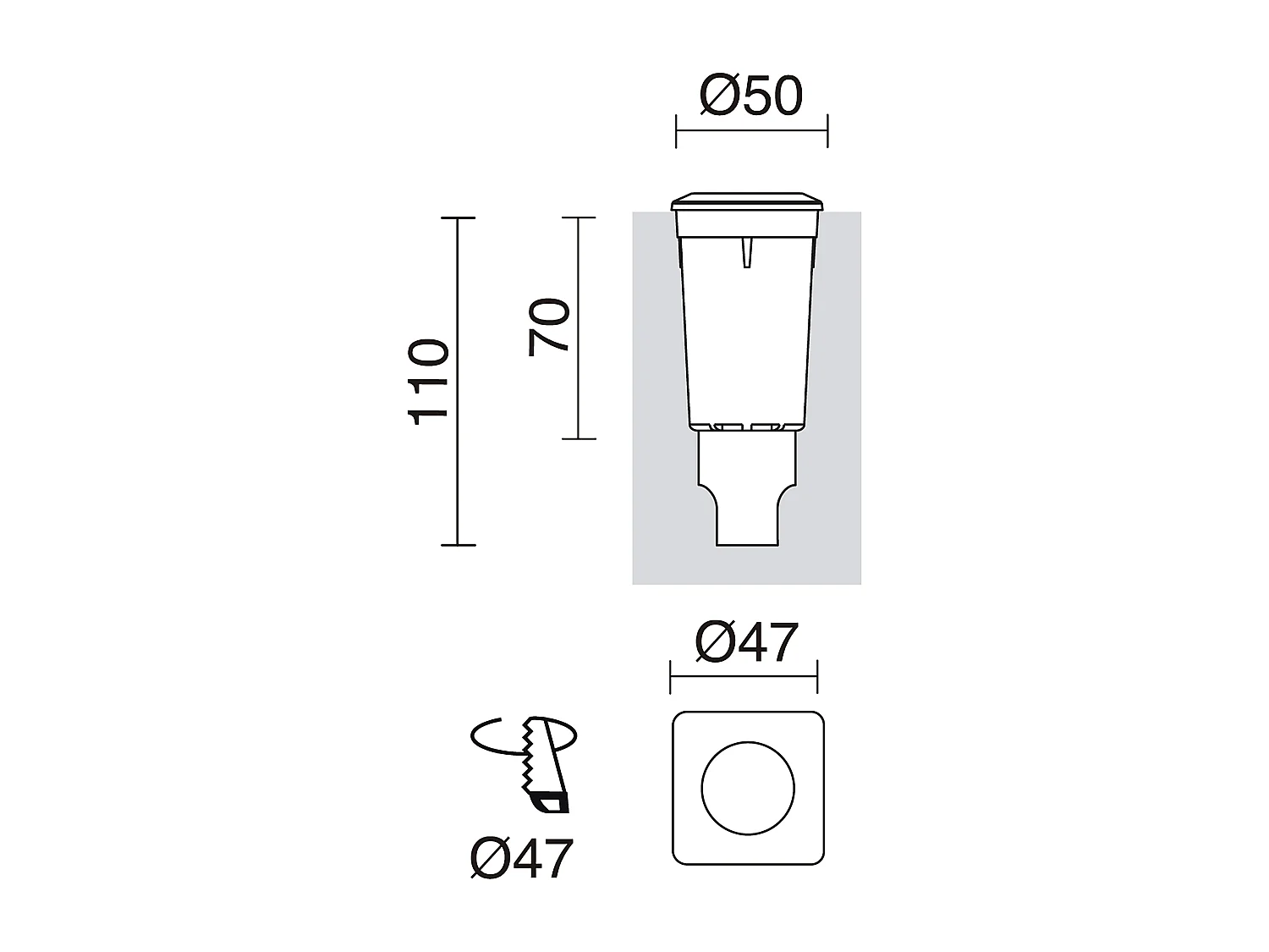 RAIN vloer inbouw moderne en veelzijdige stijl -D. ø5 cm - vierkant - G9 1,7W - 170lm en 3K - hars - ip67 - wit en blauw
