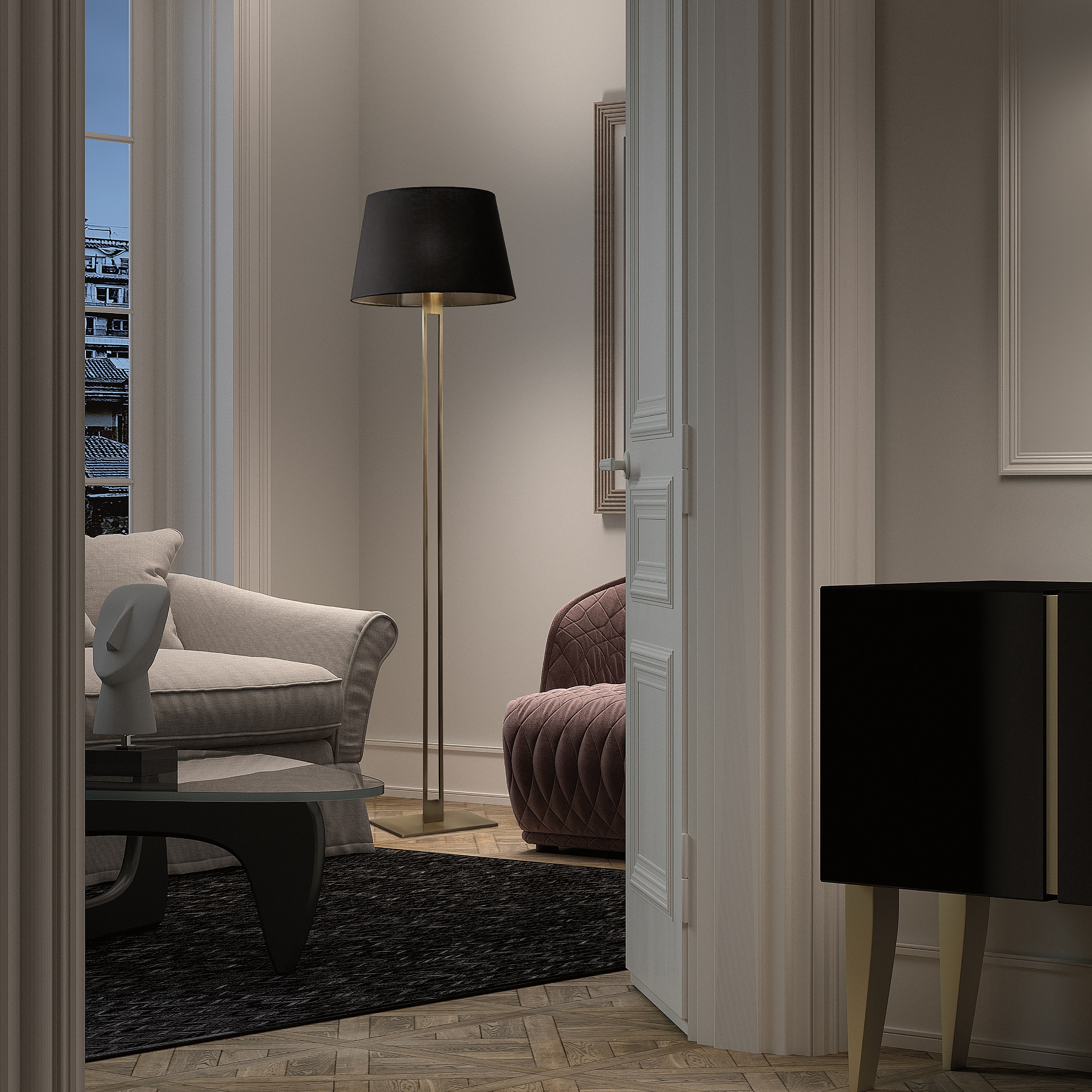 Candeeiro de pé CLASSICAL estilo clássico - A170 cm - on/off - aço e ...