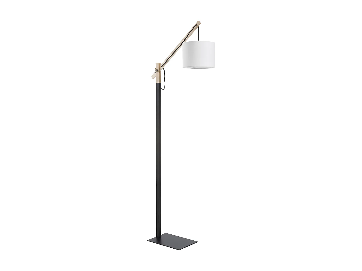 Lampada da terra moderna Britta-h.128 cm-e27 60w-90º-on&off-acciaio,legno-nero,bianco
