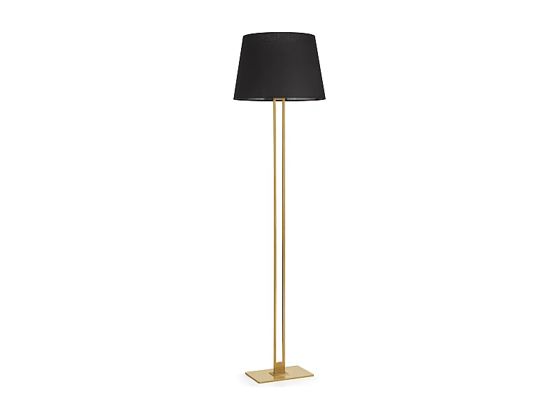 KLASSIEKE vloerlamp klassieke stijl - H170 cm - aan/uit - staal en goud - lampenkap Ø45 cm - zwart - E27 Max. 60W-IP20