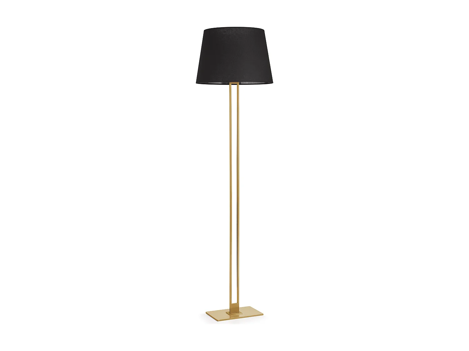 KLASSIEKE vloerlamp klassieke stijl - H170 cm - aan/uit - staal en goud - lampenkap Ø45 cm - zwart - E27 Max. 60W-IP20