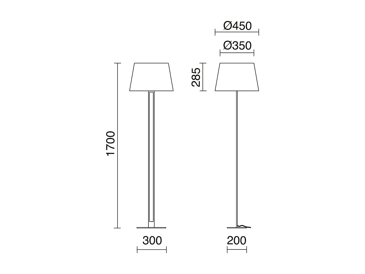 KLASSIEKE vloerlamp klassieke stijl - H170 cm - aan/uit - staal en goud - lampenkap Ø45 cm - zwart - E27 Max. 60W-IP20