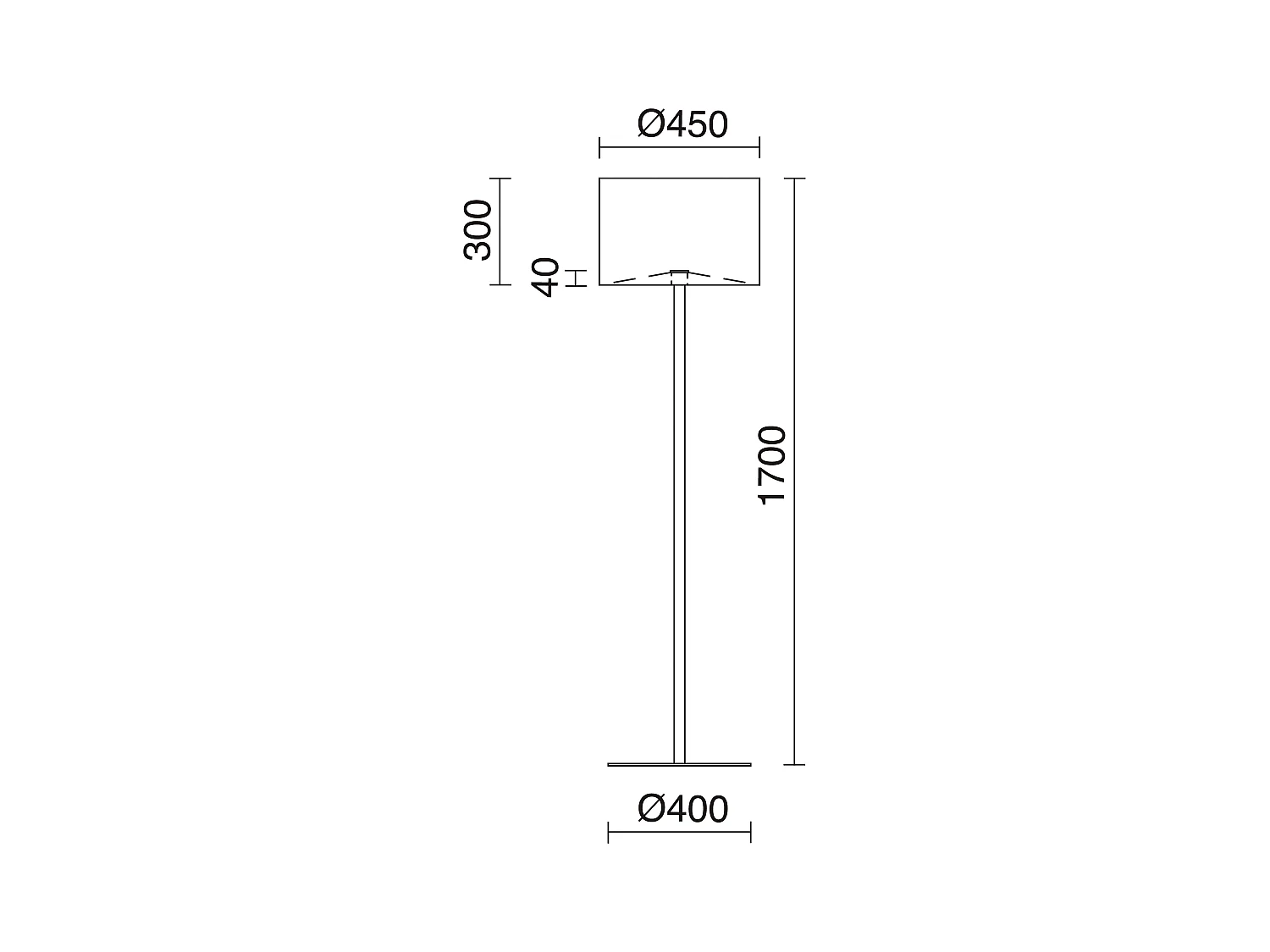 Lámpara de pie Amsterdam de estilo clásico - Alt.170 cm - acero y blanco- on/off- E27 Máx. 40W - IP20