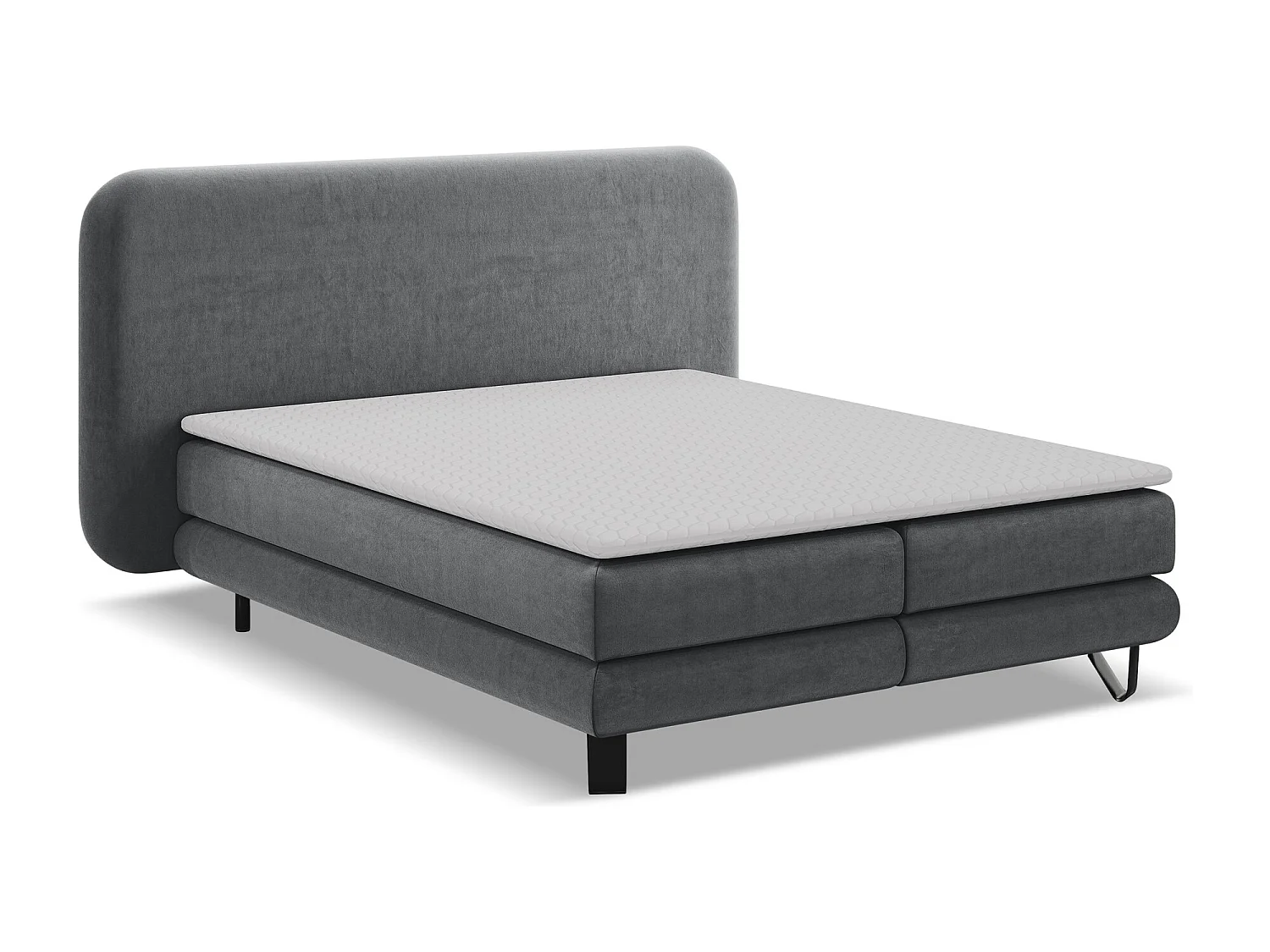 Tweepersoonsbed + matras 214 x 220 - velours - staal - ILIMA