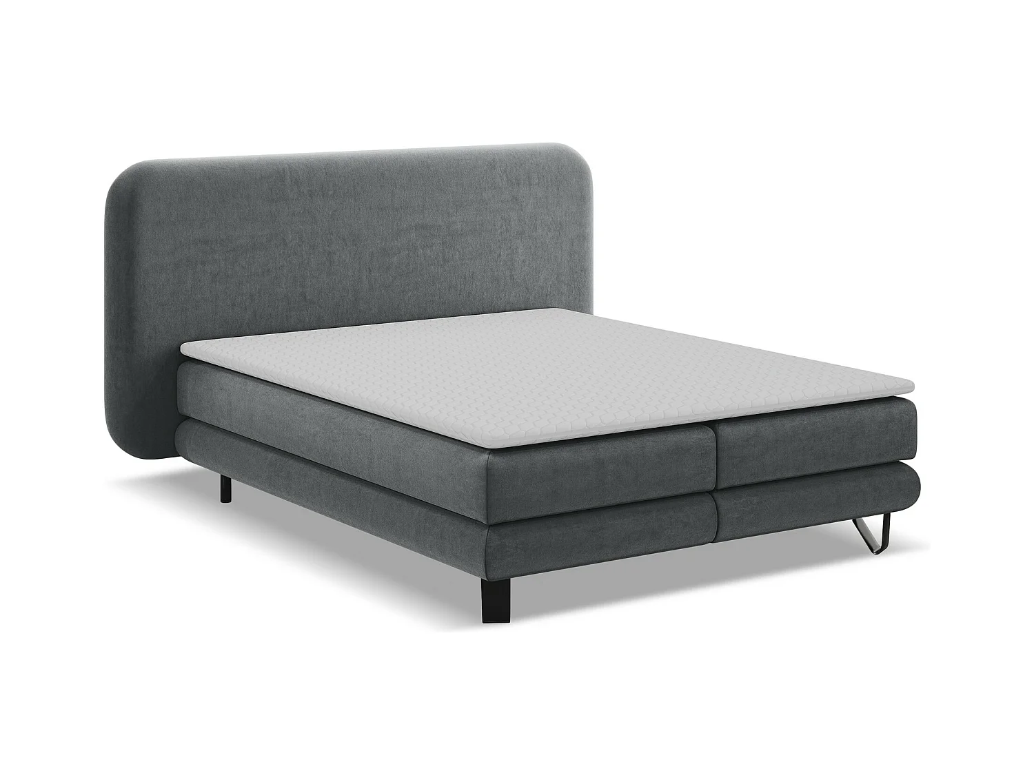 Cama con almacenaje acolchada de terciopelo - 180x200 cmILIMA - acero - ILIMA