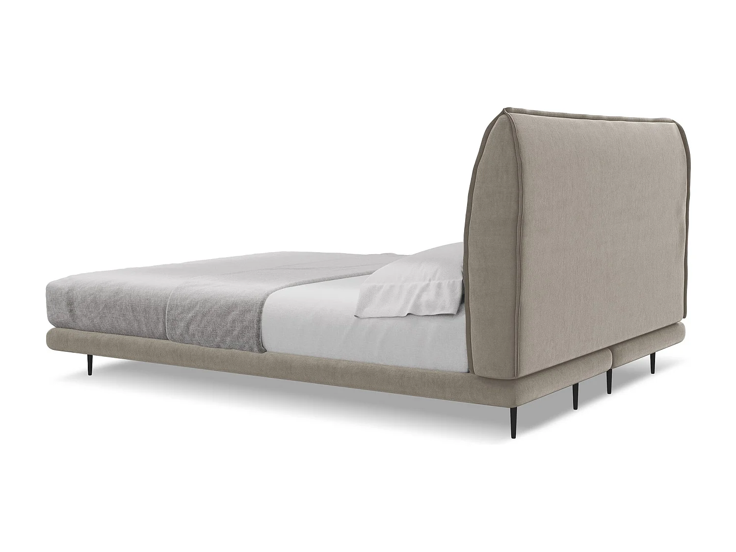 Bett mit Matratze - 148 x 222 - Samt - Taupe - HALIA