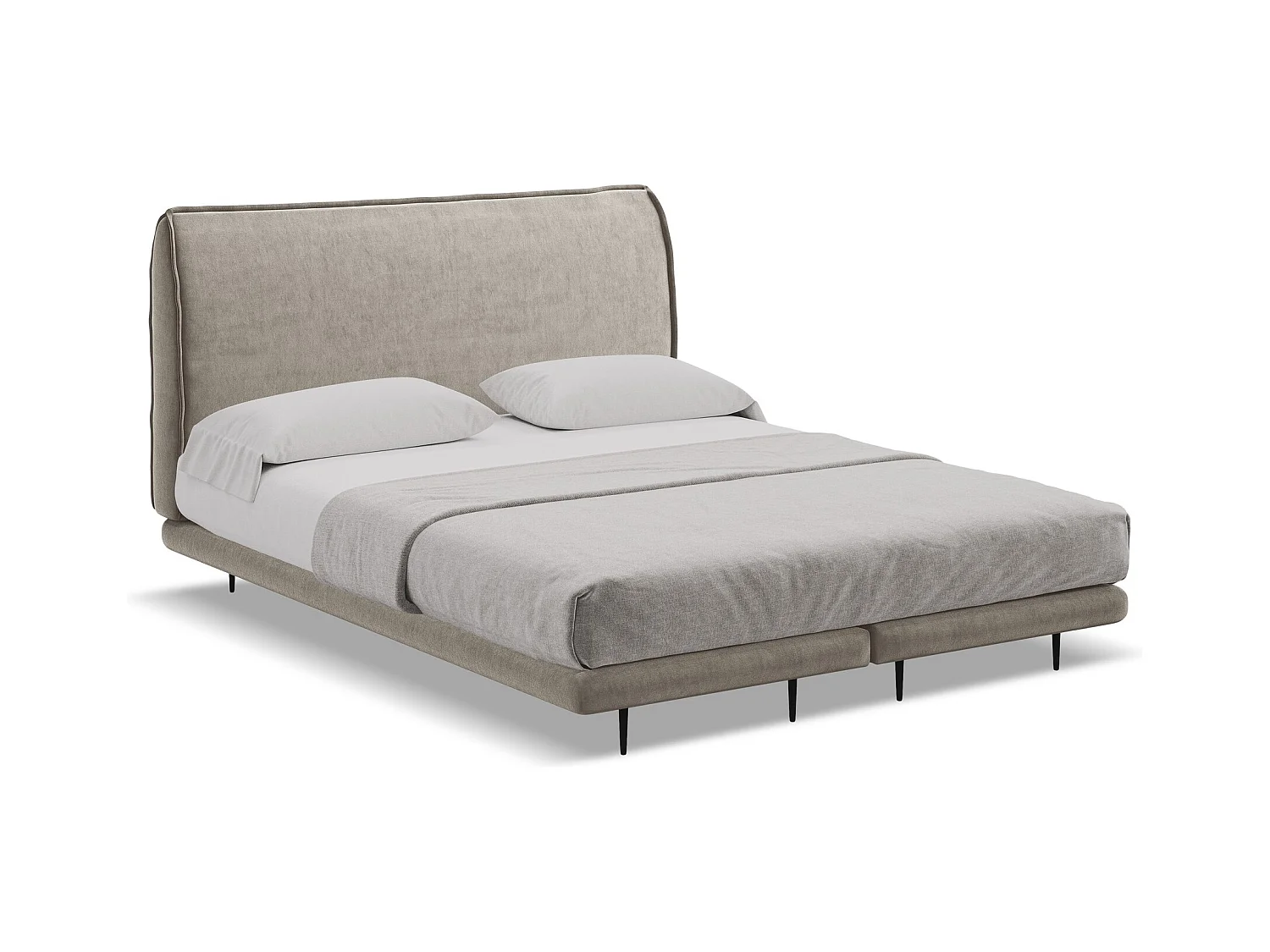Bett mit Matratze - 148 x 222 - Samt - Taupe - HALIA