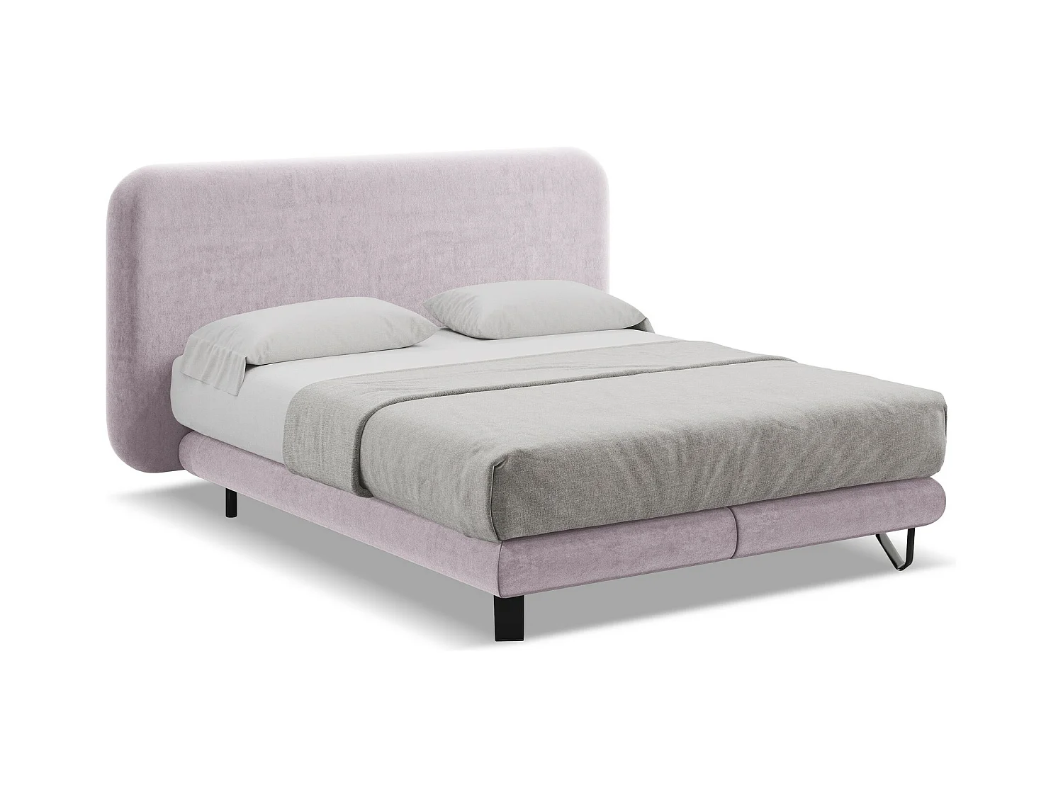 Lit capitonné + matelas en velours 160 x 200 - lavande - ILIMA