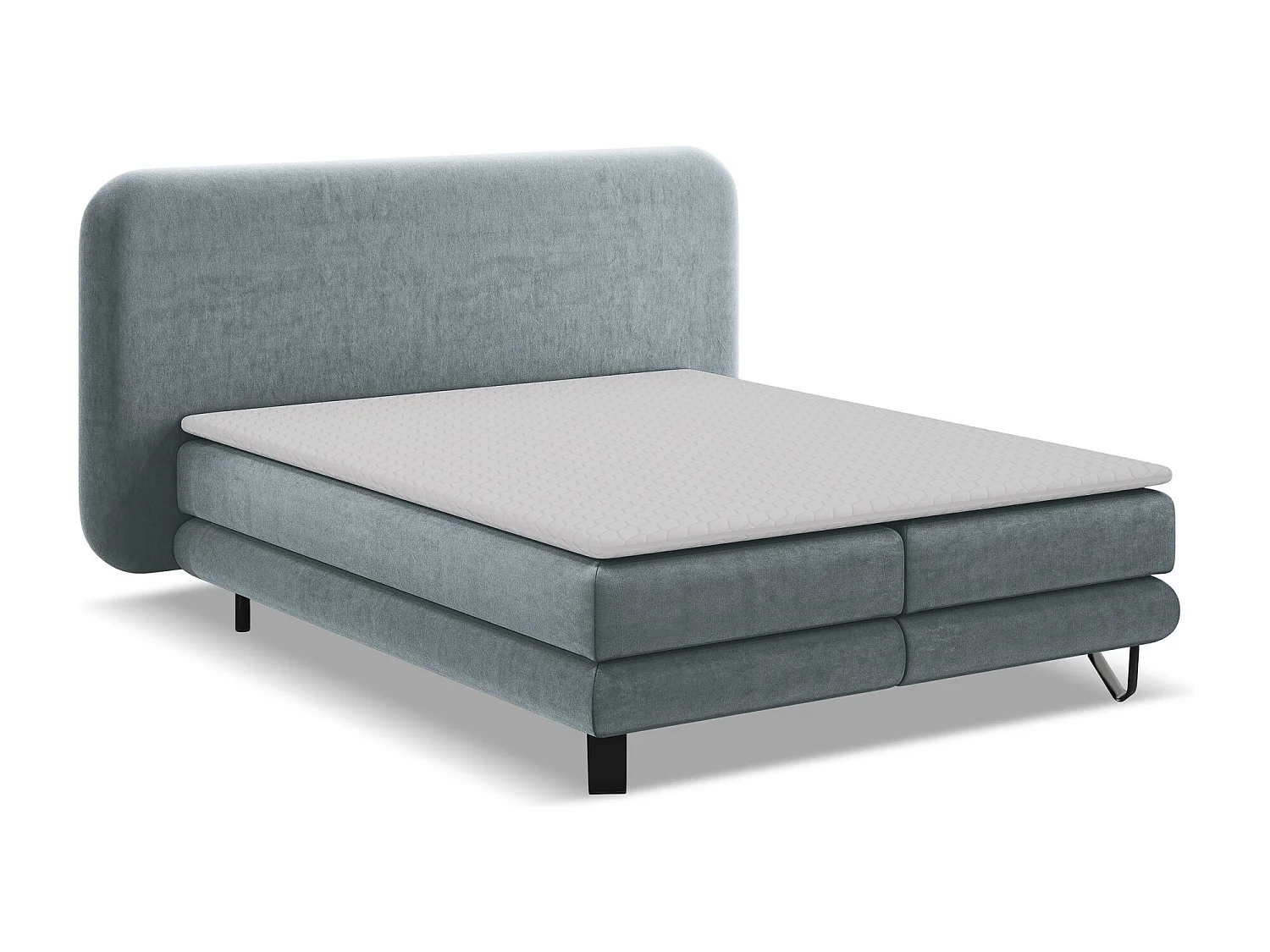 Lit capitonné + matelas en velours 180 x 200 - bleu clair - ILIMA