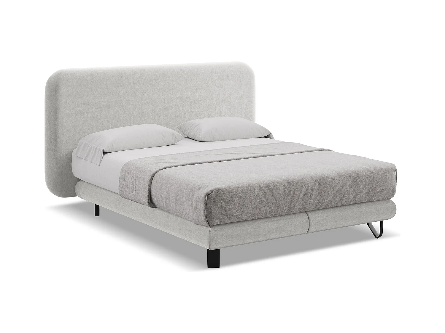 Bett mit Matratze - 174 x 220 - Samt - Silber - ILIMA