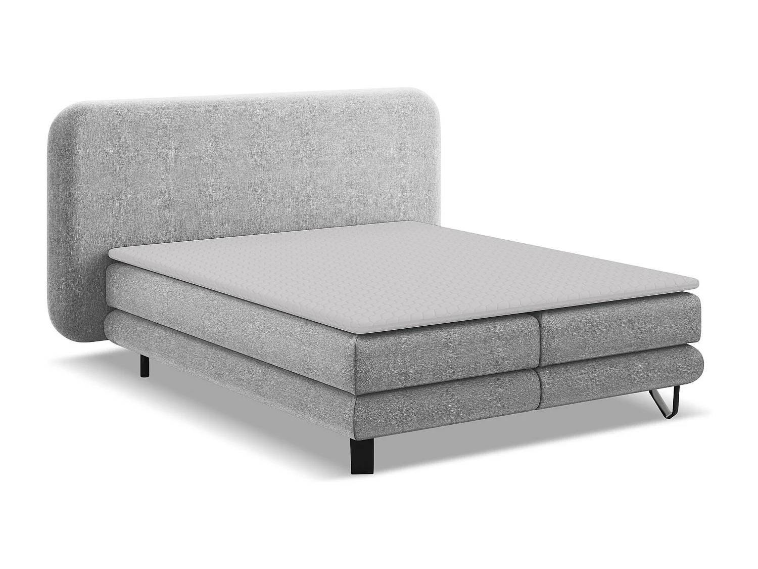 Tweepersoonsbed + matras 194 x 220 - chenille stof - lichtgrijs - ILIMA