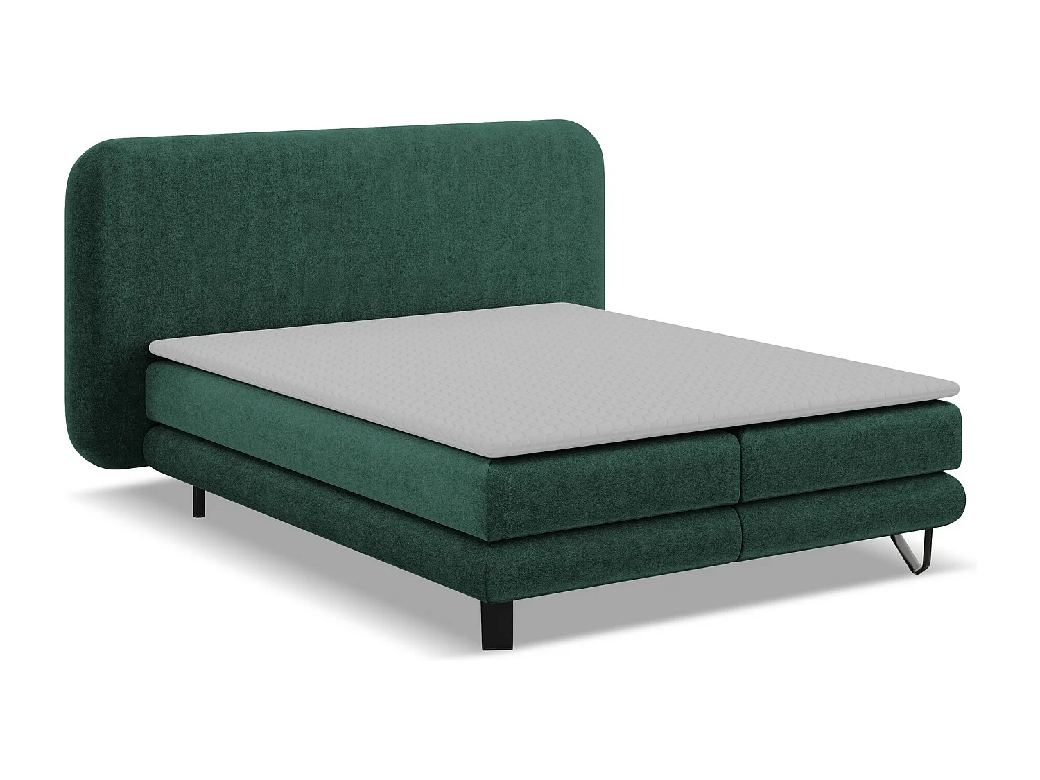 Cama con almacenaje acolchada de tela bouclé - 140x200 cmILIMA - verde botella - ILIMA