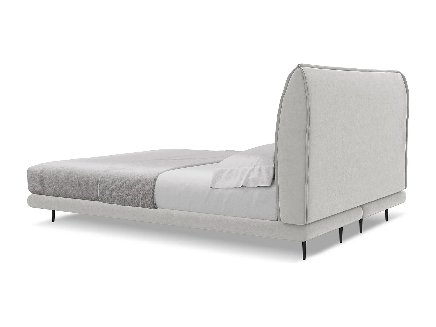 Tweepersoonsbed + matras 168 x 222 - velours - zilver - HALIA