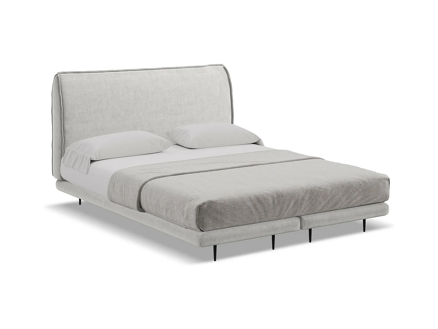 Lit capitonné + matelas en velours 160 x 200 - argent - HALIA