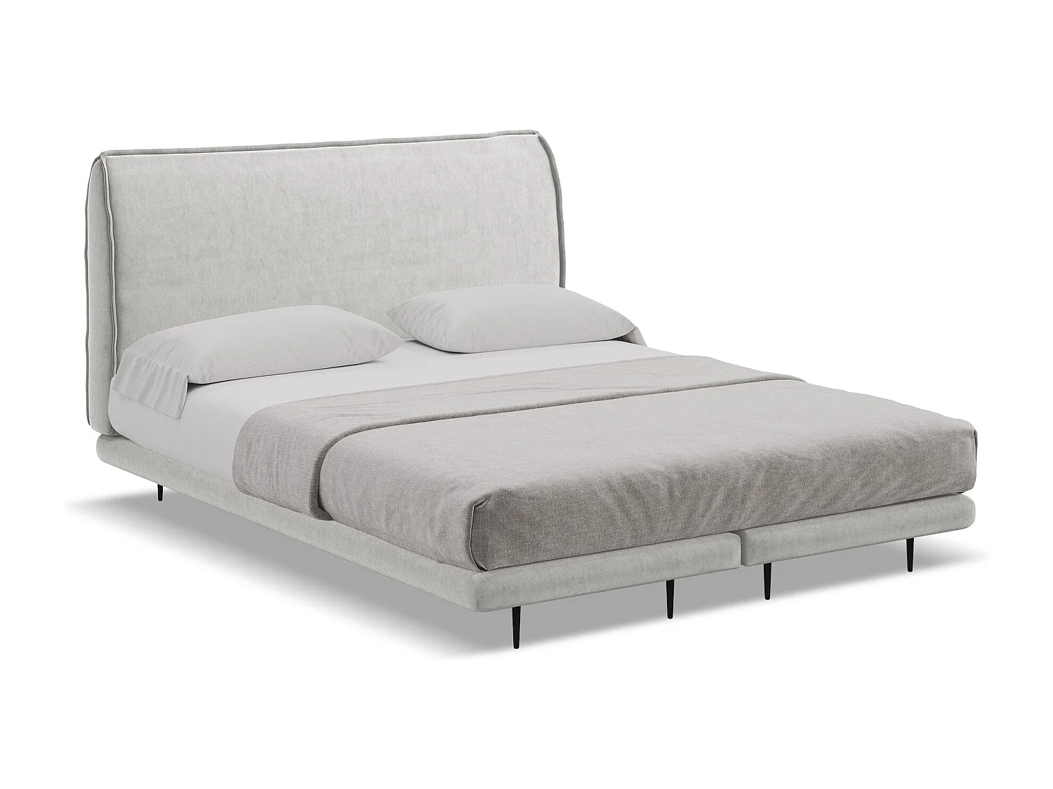 Lit capitonné + matelas en velours 160 x 200 - argent - HALIA