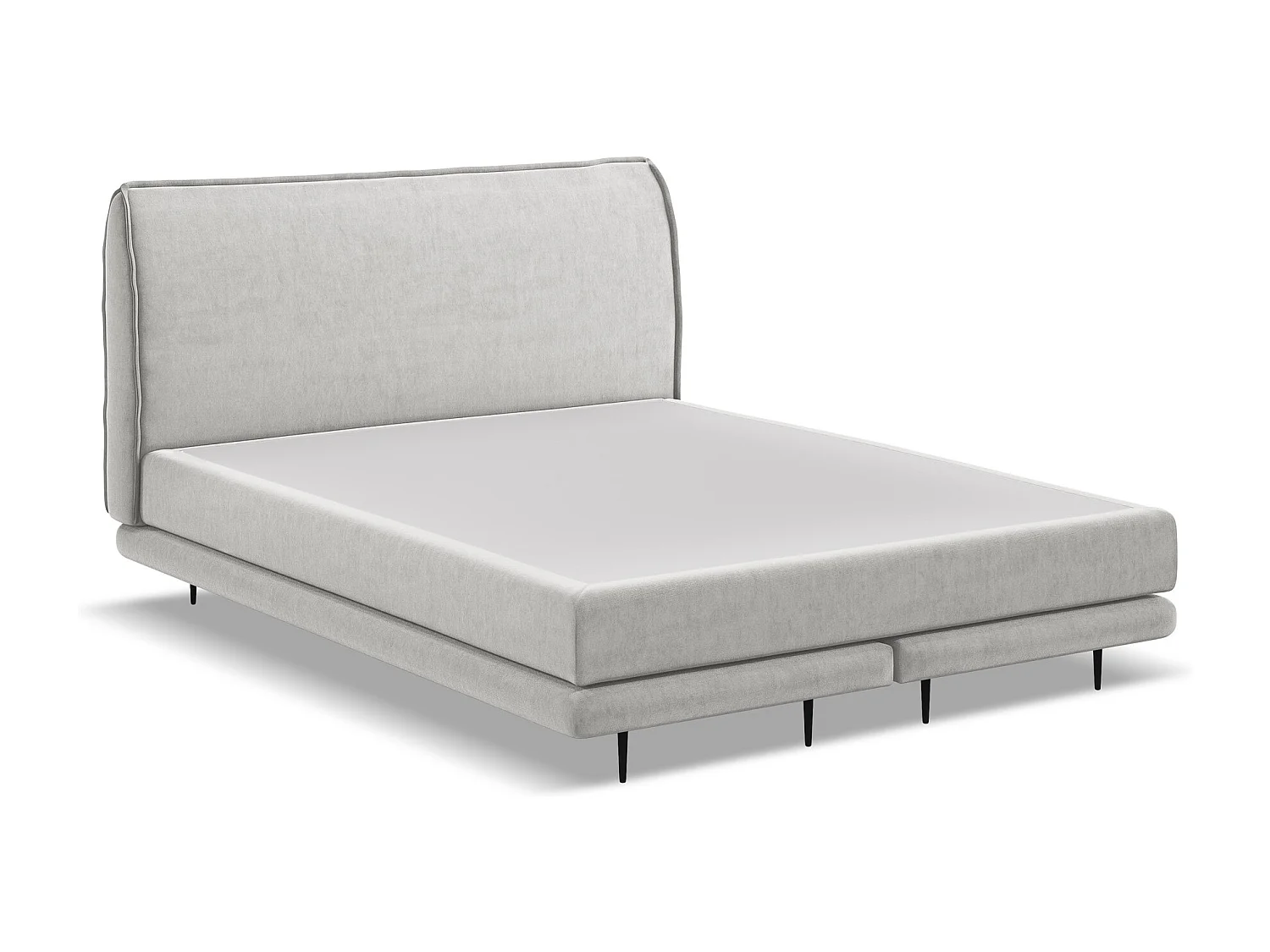 Lit capitonné + matelas en velours 160 x 200 - argent - HALIA