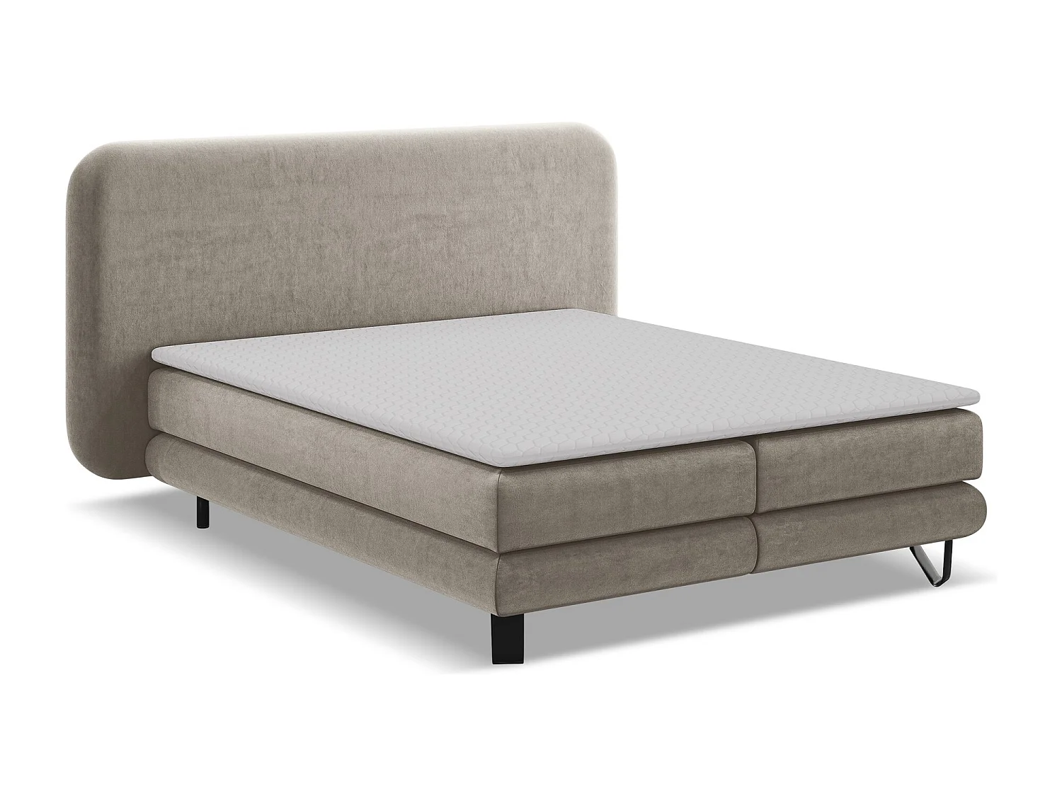 Tweepersoonsbed + matras 174 x 220 - velours - taupe - ILIMA