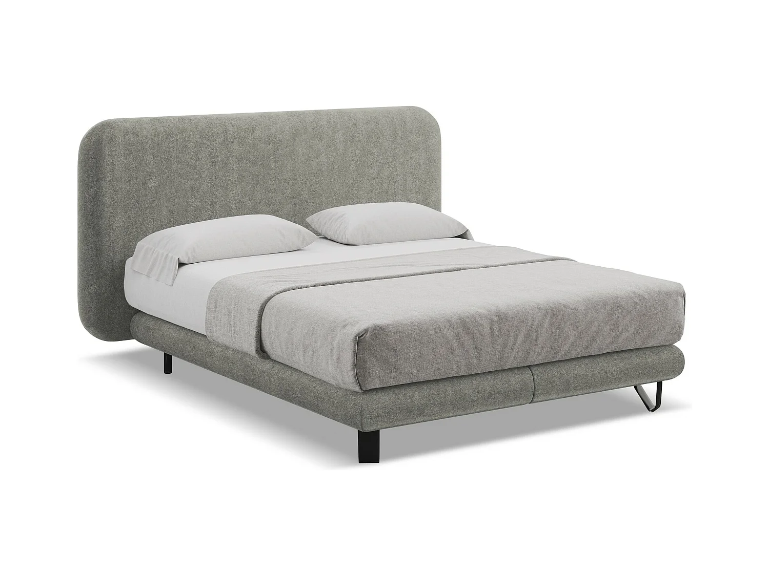 Lit capitonné + matelas en tissu bouclette 160 x 200 - éléphant - ILIMA
