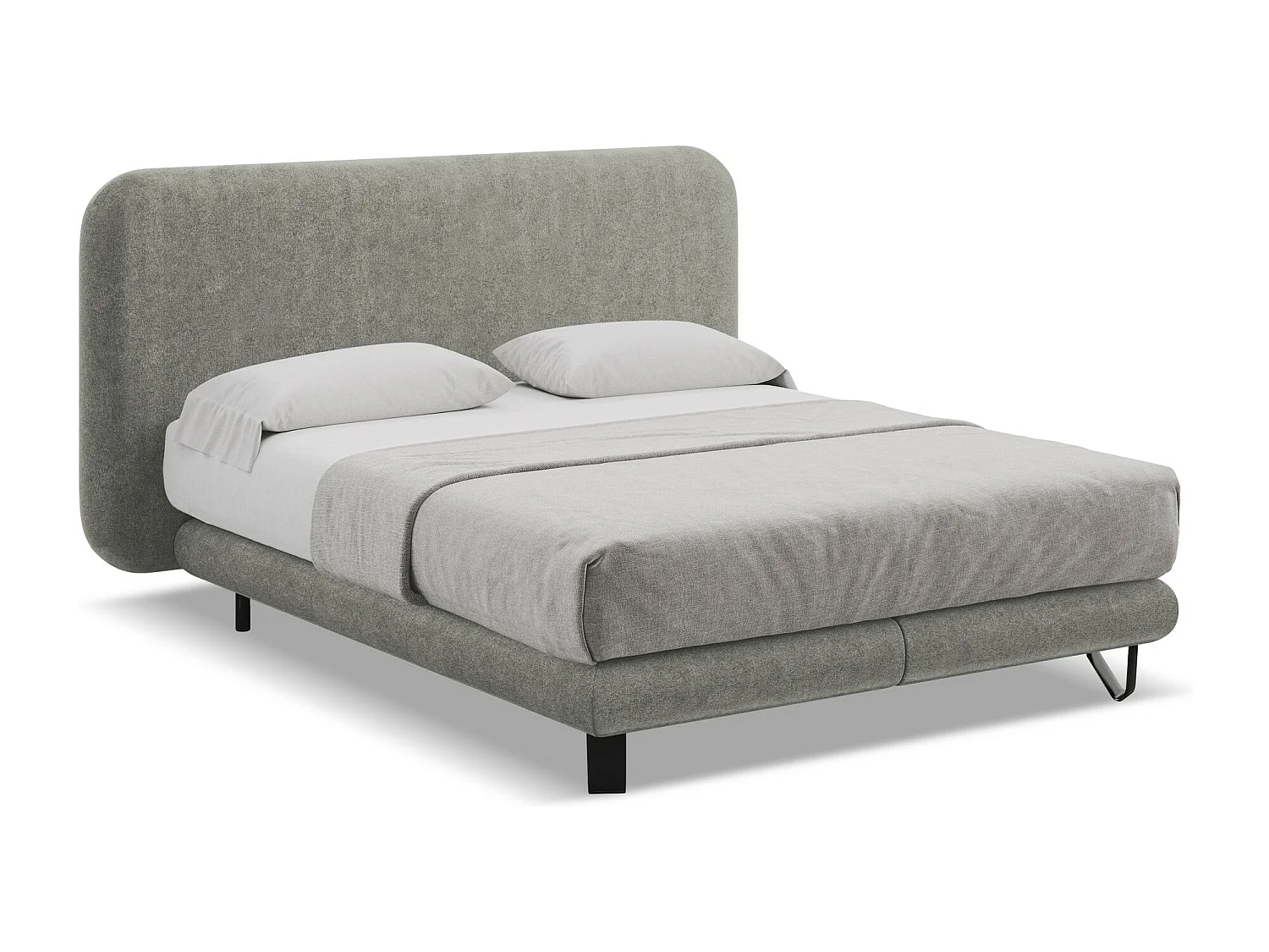 Lit capitonné + matelas en tissu bouclette 160 x 200 - éléphant - ILIMA