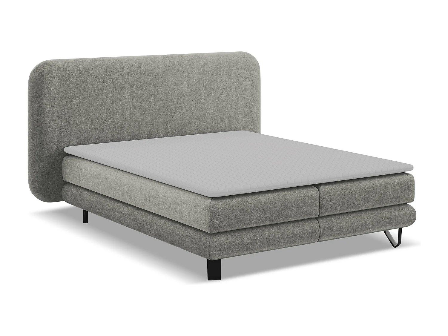 Lit capitonné + matelas en tissu bouclette 160 x 200 - éléphant - ILIMA