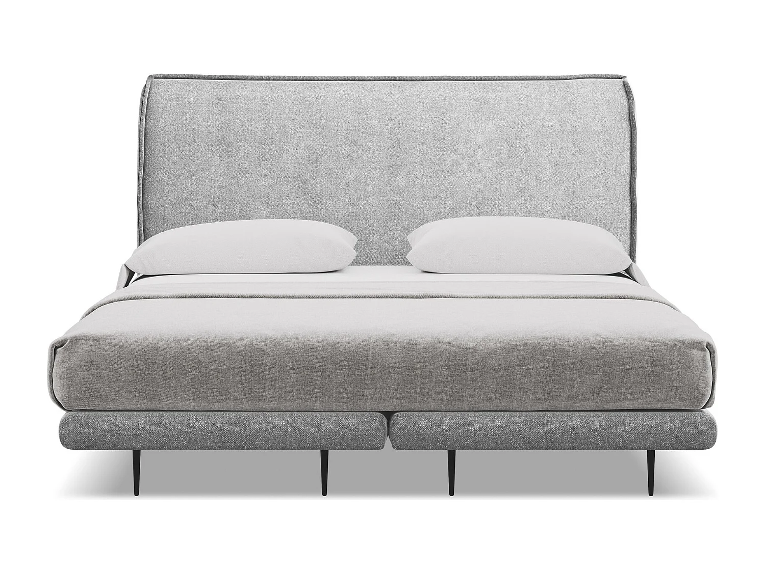 Lit capitonné + matelas en tissu chenille 180 x 200 - gris clair - HALIA