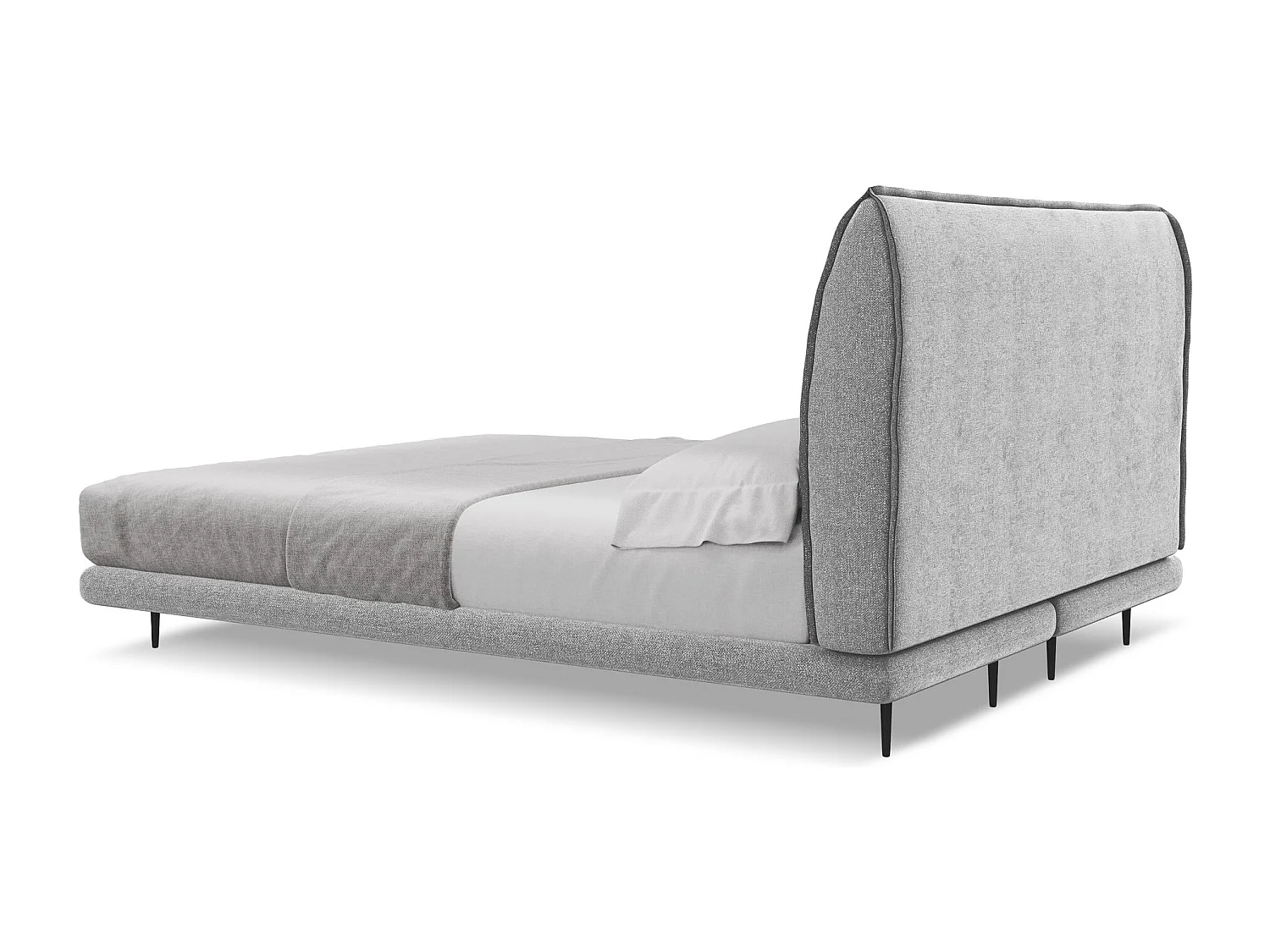 Lit capitonné + matelas en tissu chenille 180 x 200 - gris clair - HALIA