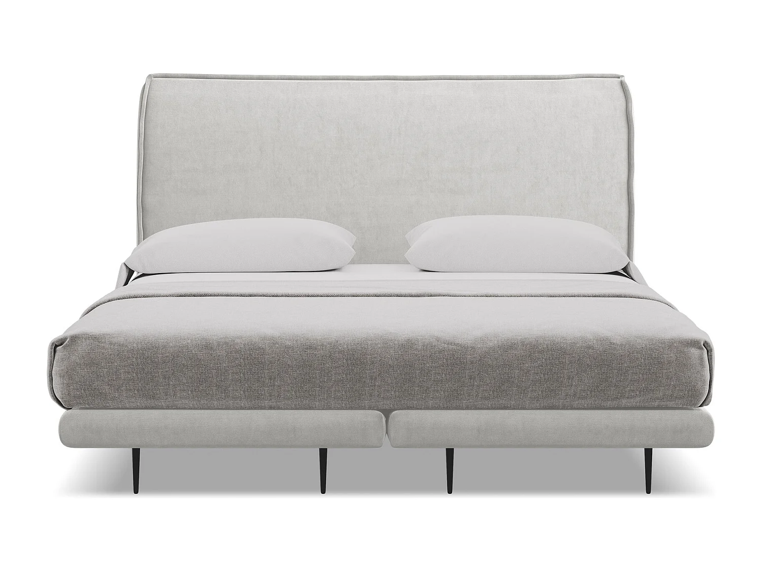 Tweepersoonsbed + matras 188 x 222 - velours - zilver - HALIA