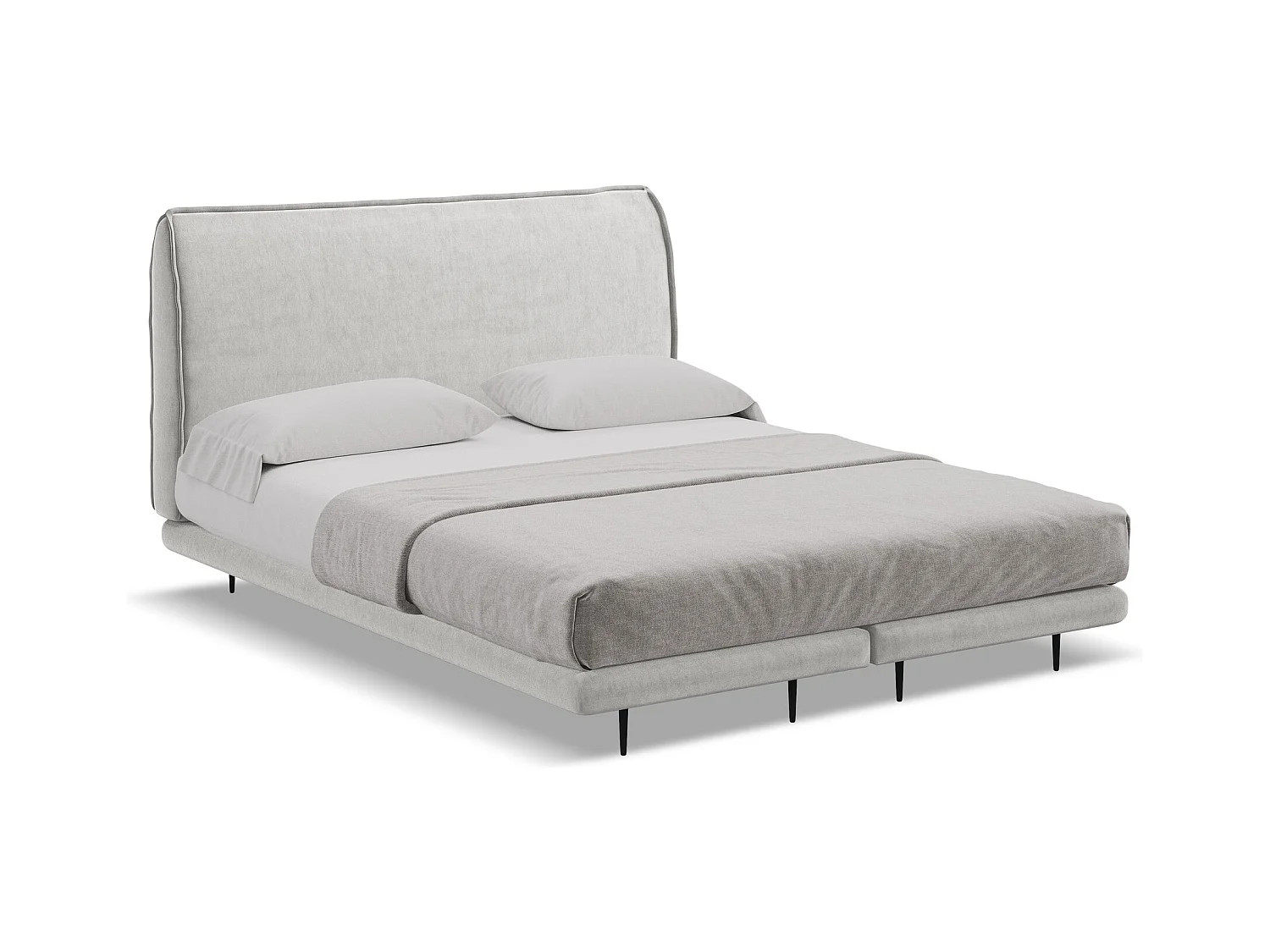 Lit capitonné + matelas en velours 180 x 200 - argent - HALIA