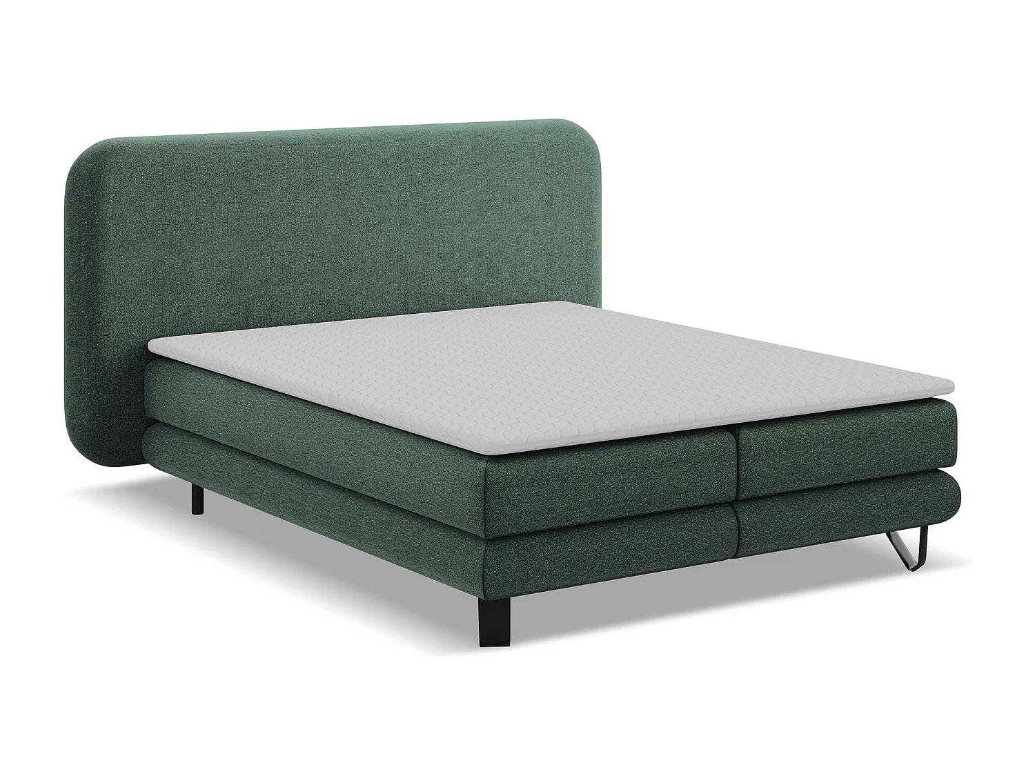 Lit capitonné + matelas en tissu chenille 160 x 200 - vert - ILIMA