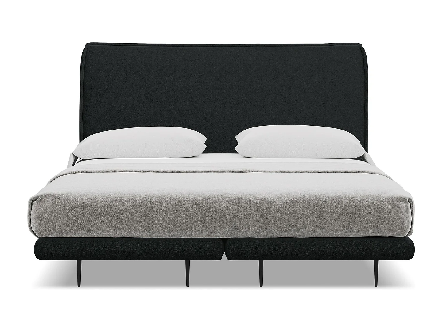 Lit capitonné + matelas en tissu bouclette 160 x 200 - noir - HALIA