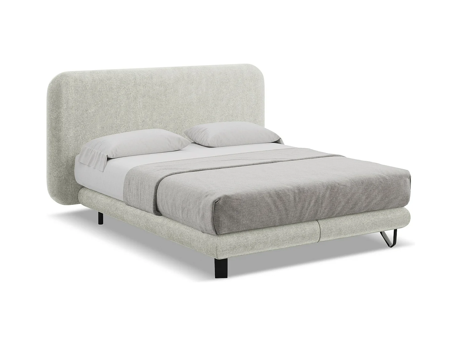 Bett mit Matratze - 174 x 220 - Bouclé - Beige - ILIMA