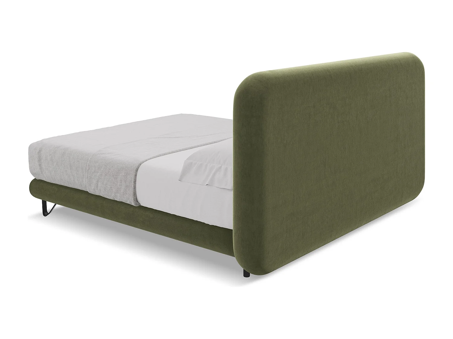 Bett mit Matratze - 214 x 220 - Samt - Olive - ILIMA