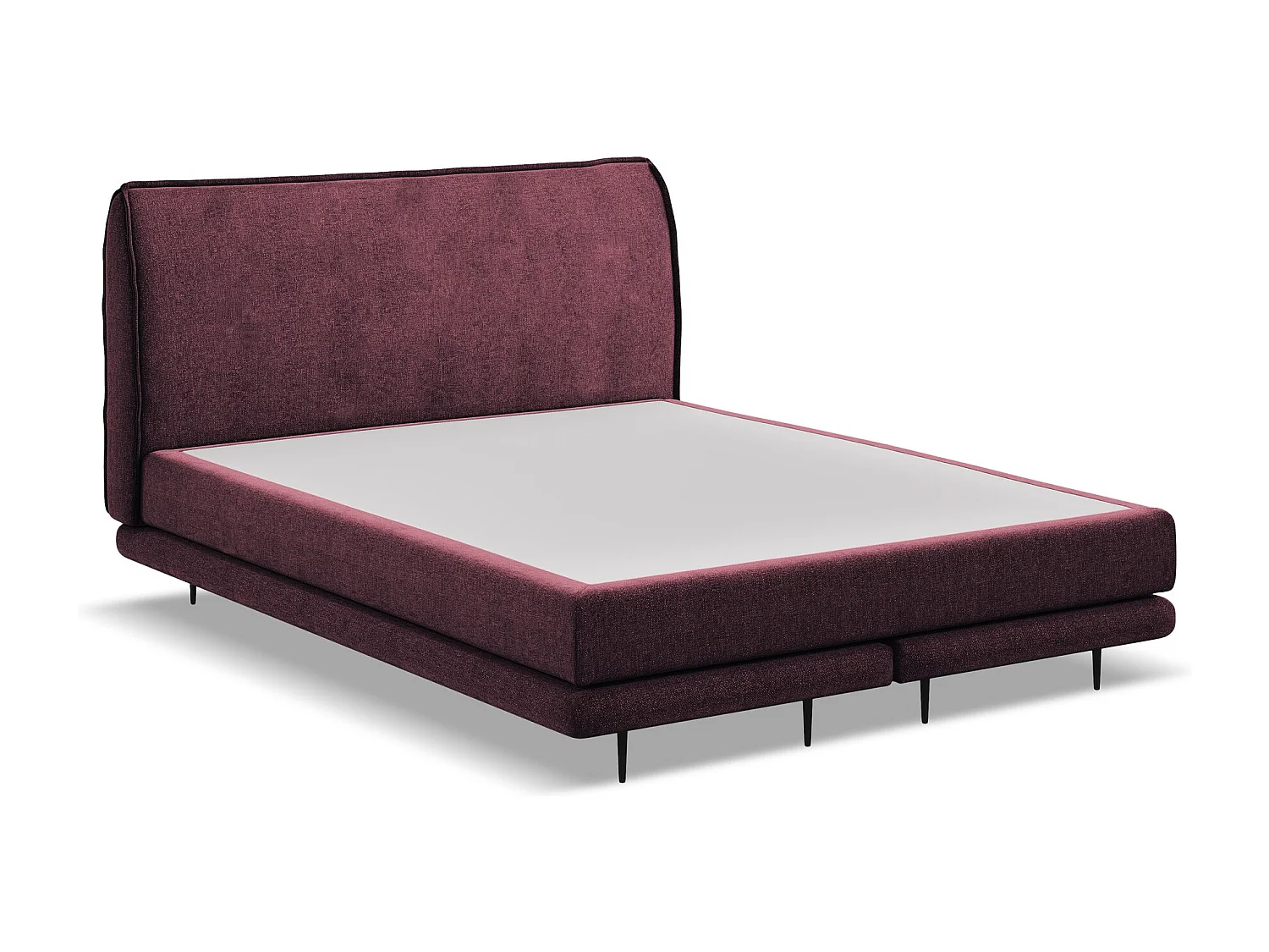 Tweepersoonsbed + matras 188 x 222 - chenille stof - bordeaux - HALIA