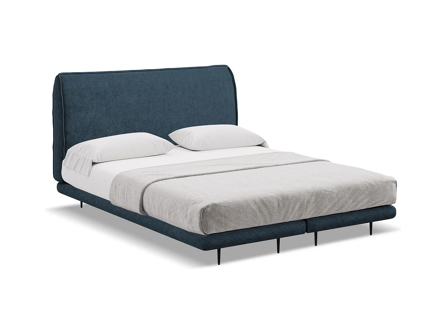Bett mit Matratze - 168 x 222 - Bouclé - Königsblau - HALIA
