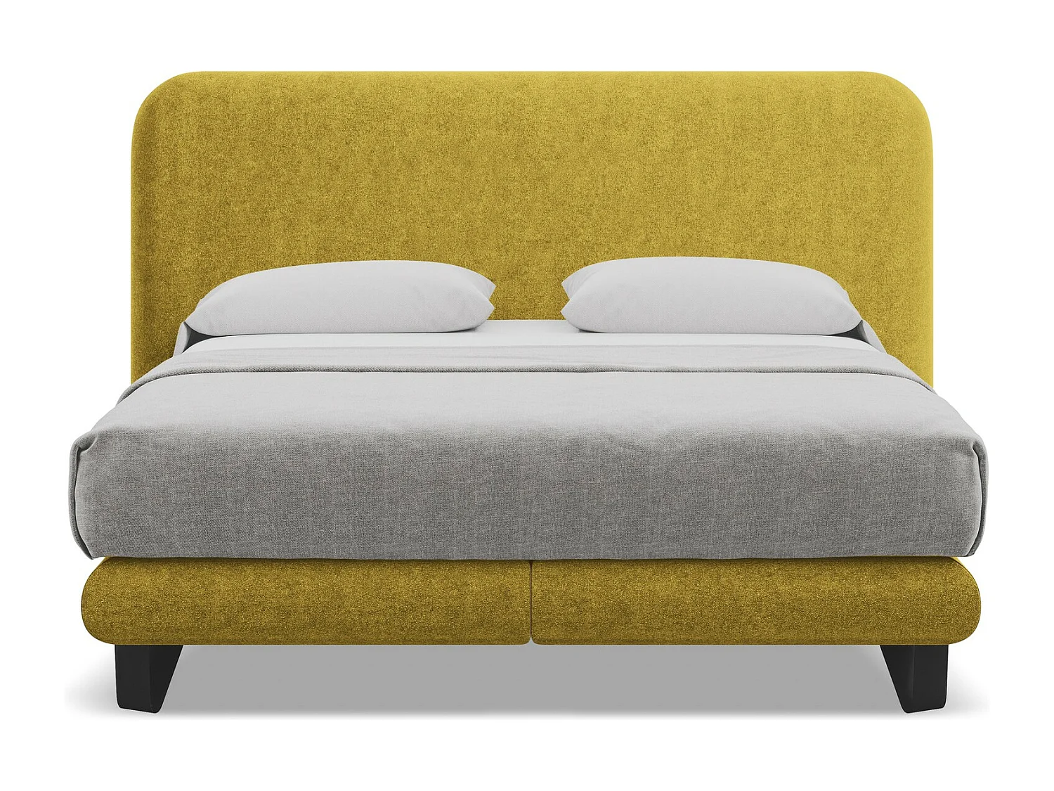 Łóżko 214 x 220 - z tkaniną boucle - musztardowy - ILIMA