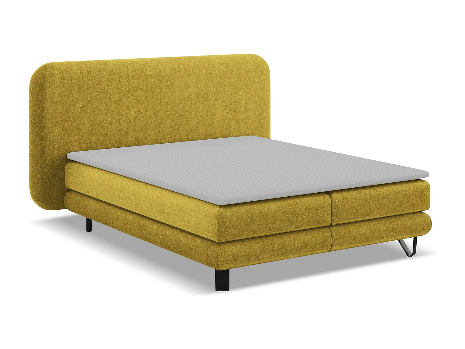 Łóżko 214 x 220 - z tkaniną boucle - musztardowy - ILIMA