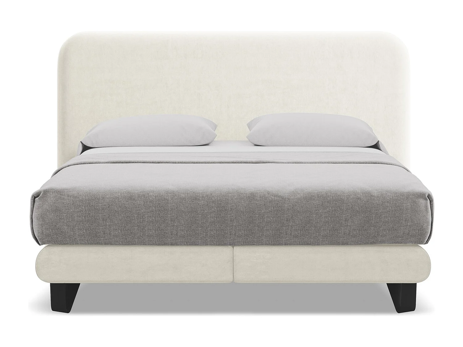 Bett mit Matratze - 174 x 220 - Samt - Hell beige - ILIMA