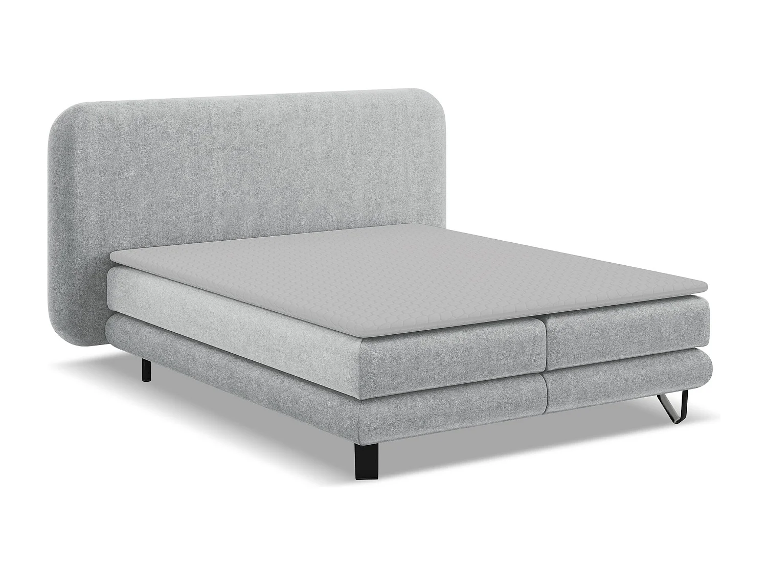 Cama estofada 160x200 cm em tecido bouclé - prata - ILIMA