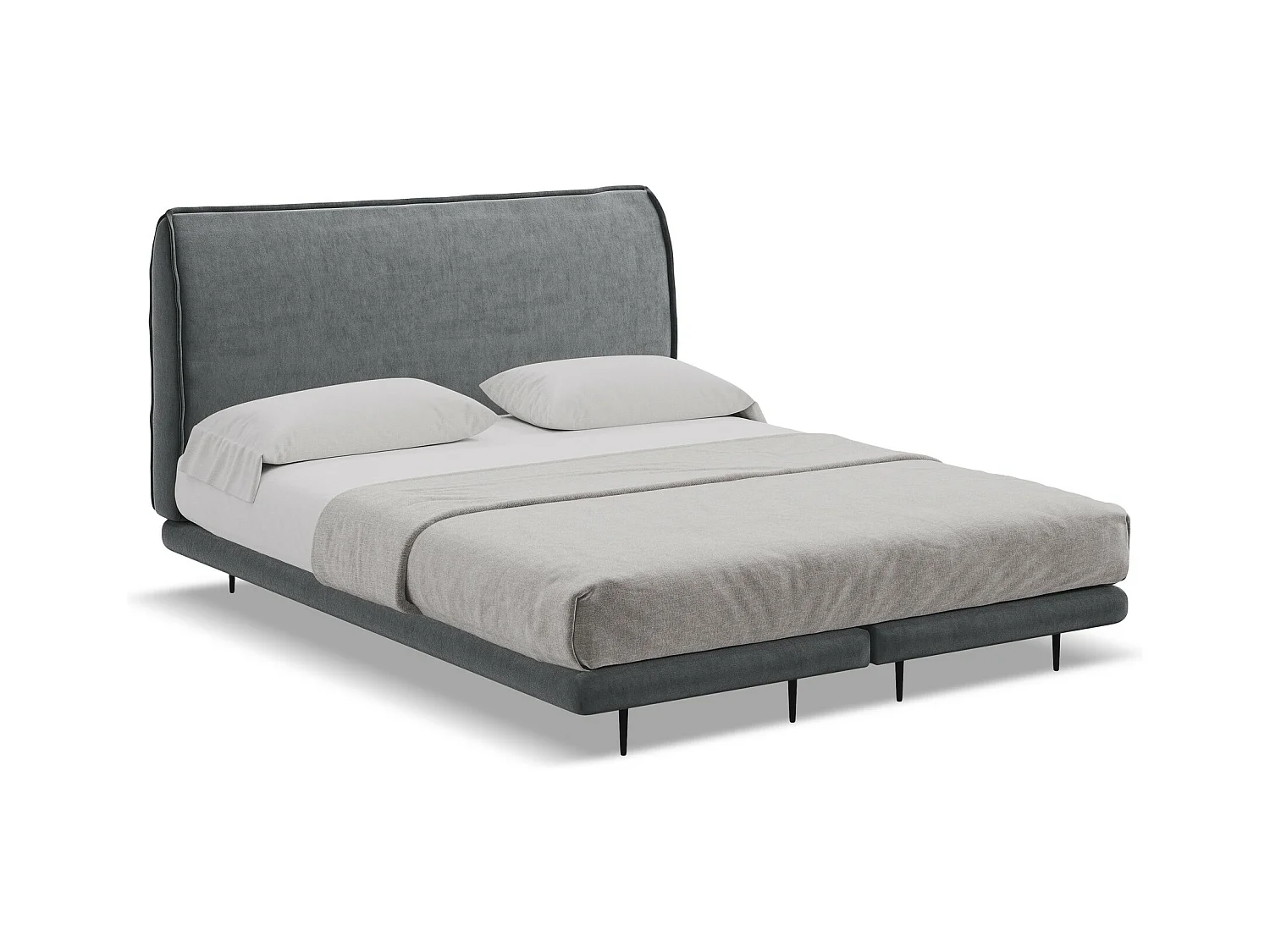 Lit capitonné + matelas en velours 180 x 200 - acier - HALIA