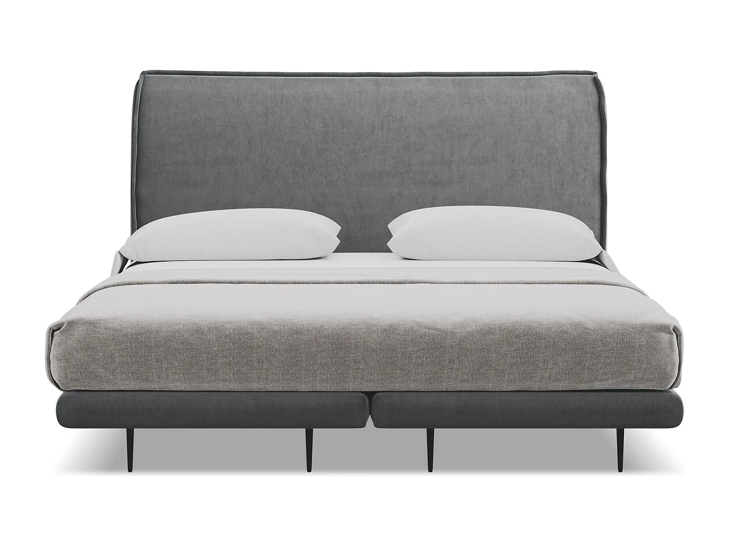 Lit capitonné + matelas en velours 180 x 200 - acier - HALIA