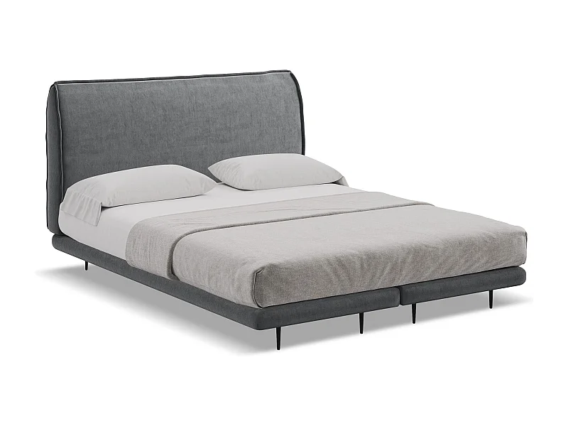 Lit capitonné + matelas en velours 180 x 200 - acier - HALIA