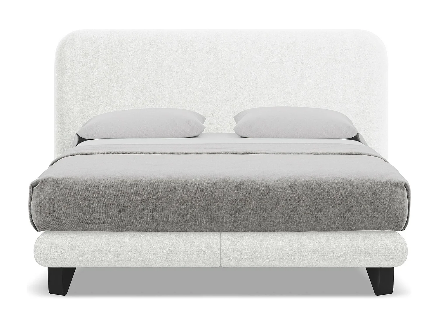 Cama estofada 160x200 cm em tecido bouclé - branco - ILIMA