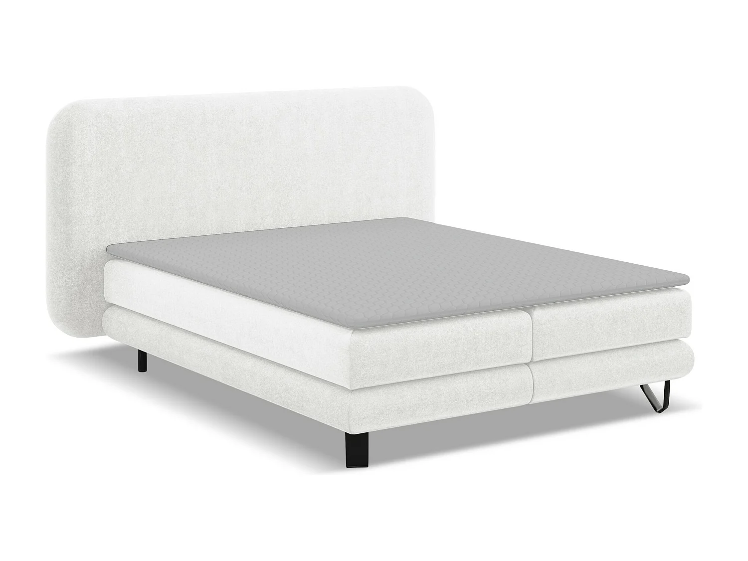 Cama estofada 160x200 cm em tecido bouclé - branco - ILIMA