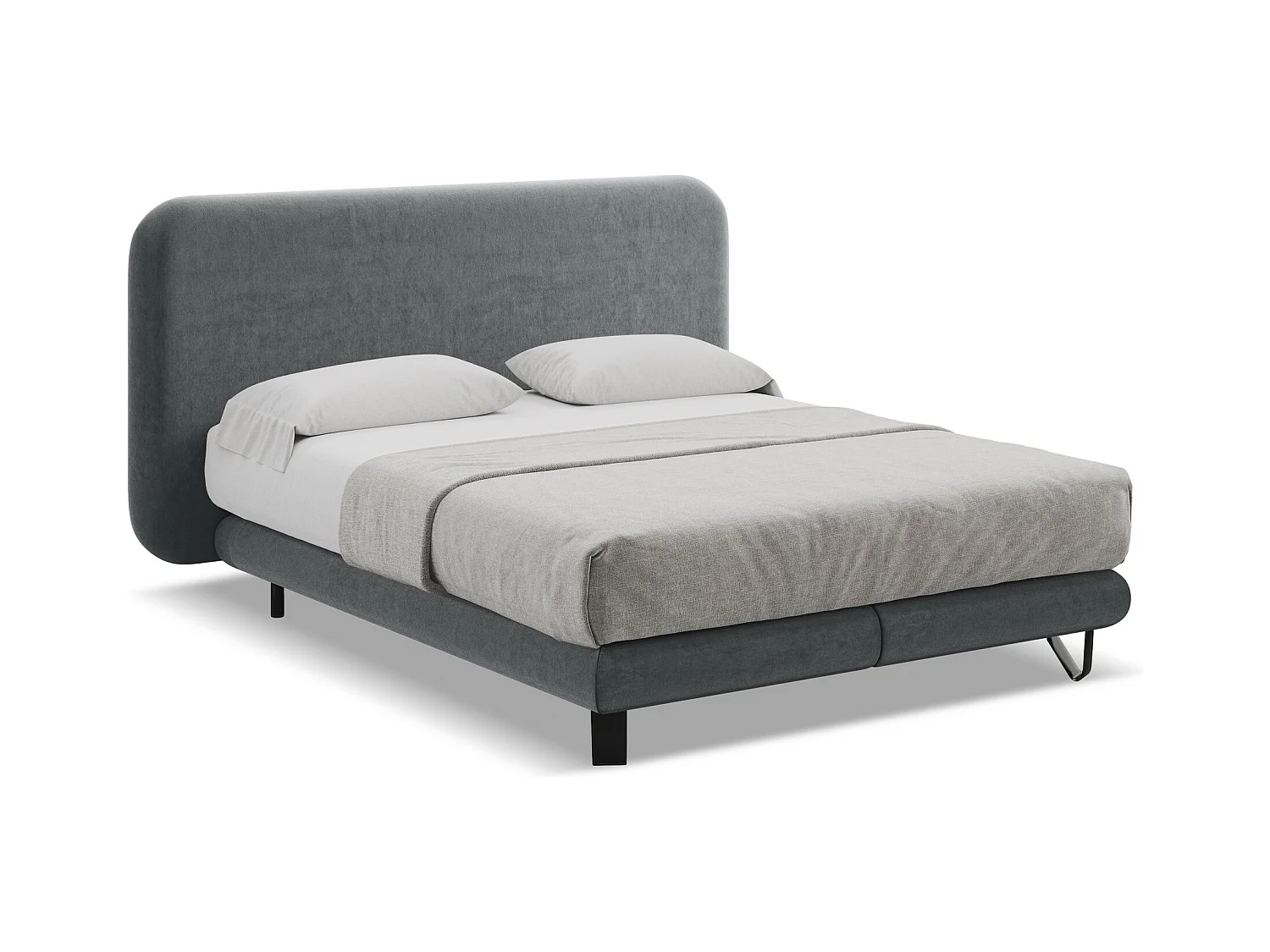 Bett mit Matratze - 174 x 220 - Samt - Stahl - ILIMA