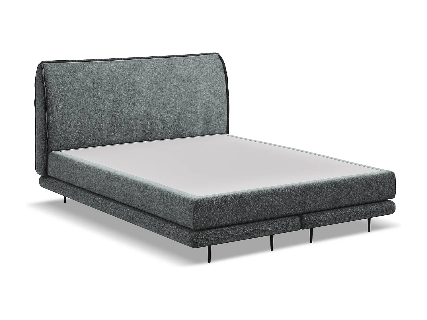 Tweepersoonsbed + matras 148 x 222 - chenille stof - grafiet - HALIA