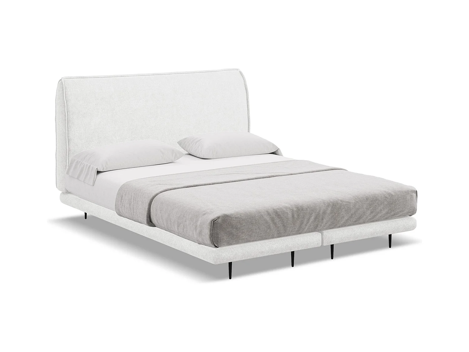 Lit capitonné + matelas en tissu bouclette 180 x 200 - blanc - HALIA