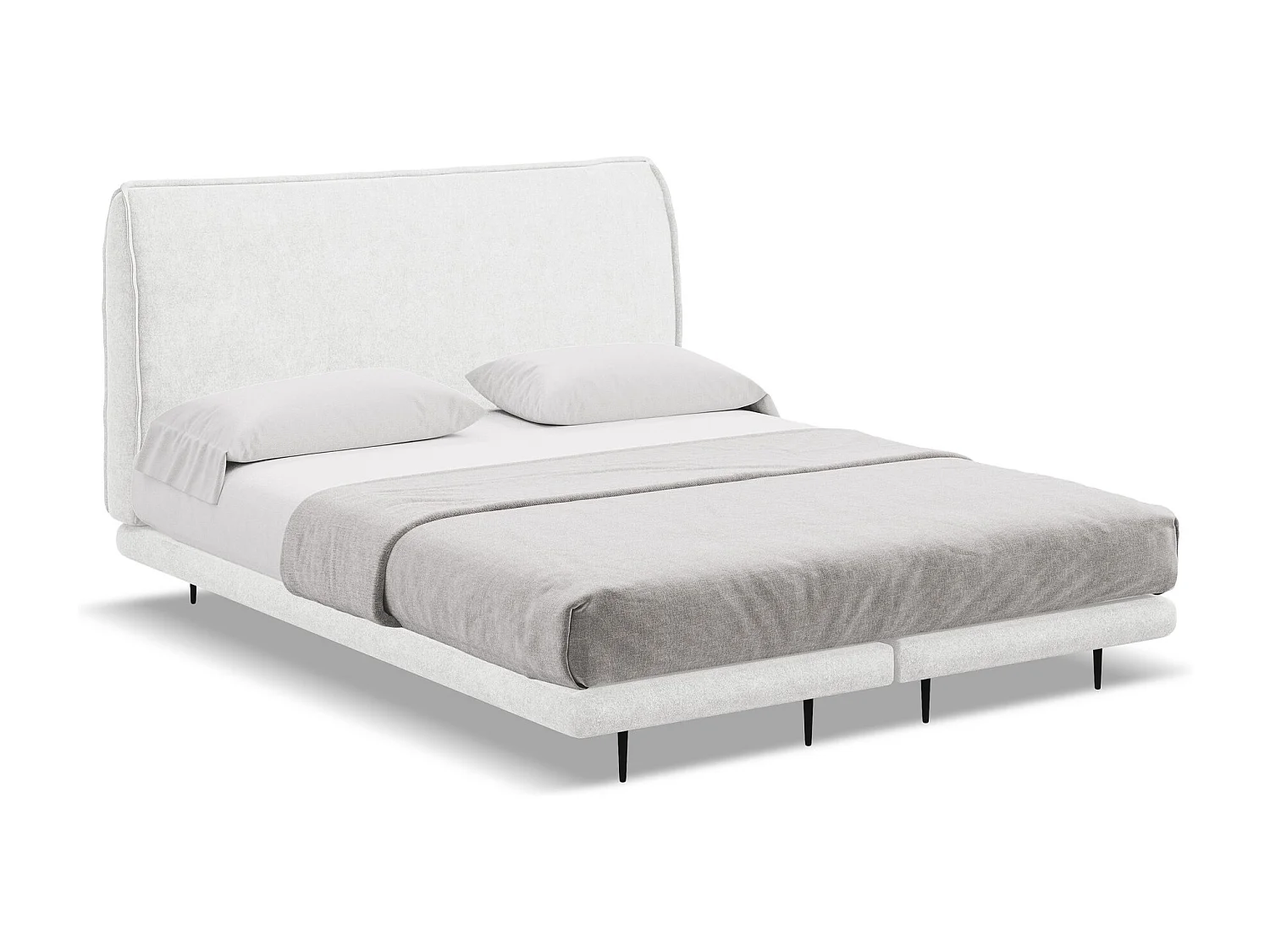 Cama estofada 180x200 cm em tecido bouclé - branco - HALIA