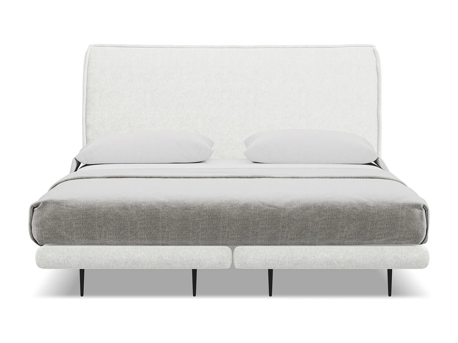 Cama estofada 180x200 cm em tecido bouclé - branco - HALIA