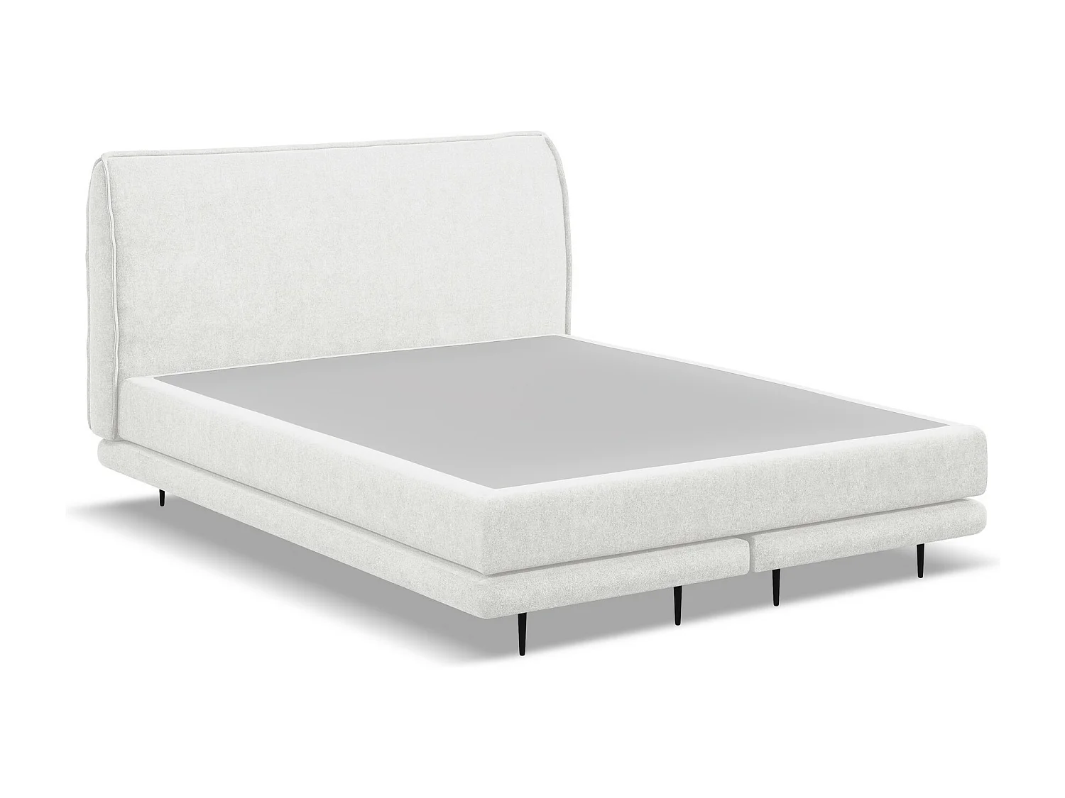 Cama estofada 180x200 cm em tecido bouclé - branco - HALIA